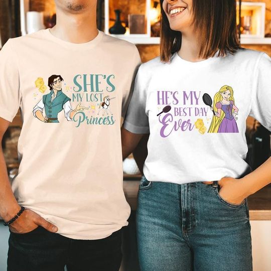 Discover Tangled Rapunzel Couple Matching Shirt, Rapunzel Flynn Rider Shirt, Princess Couples Shirt