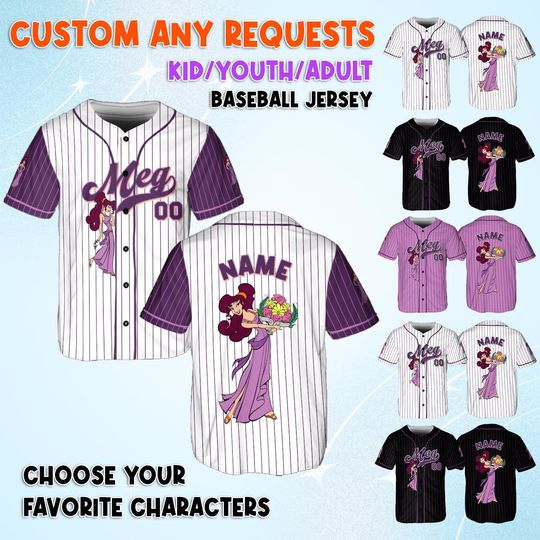 Discover Disney Princess Meg Baseball Jersey, Disney Hercules Characters Shirt, Disney Hercule Princess Jersey, Disney Princess Simple Collection