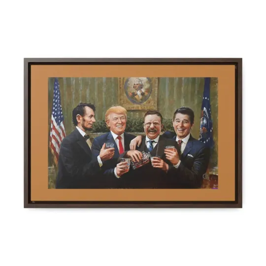 Discover 5 Presidents Framed Canvas Poster: Washington, Lincoln, Roosevelt, Reagan & Trump