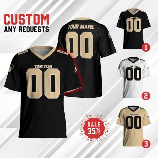 Discover Custom Team Saint Football Jersey Collection, Personalized Team name & Number jersey, Game Day Outfit For American Football Fan