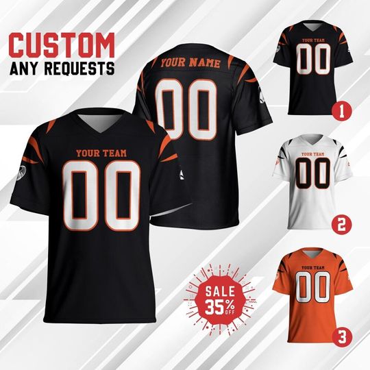 Discover Custom Team Bengal Football Jersey Collection, Personalized Team name & Number jersey, Game Day Outfit For American Football Fan