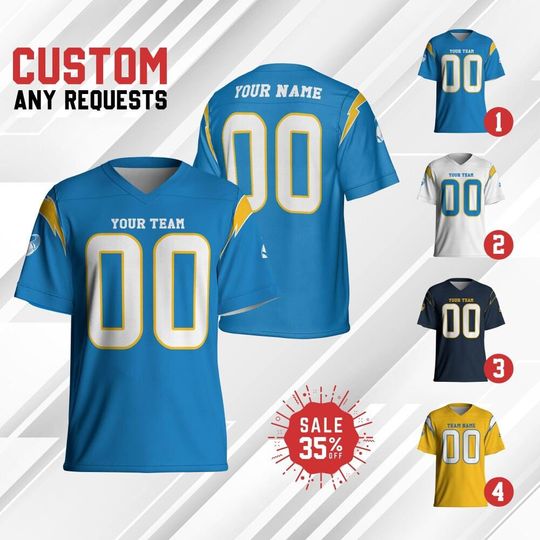 Discover Custom Team Charger Football Jersey Collection, Personalized Team name & Number jersey, Game Day Outfit For American Football Fan