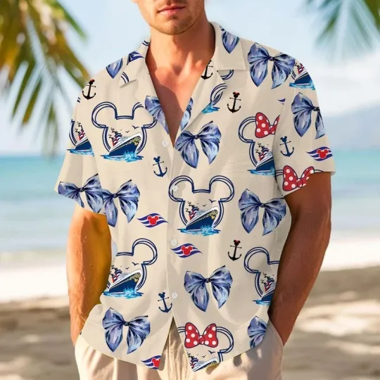 Discover Disney Coquette Bow Mickey Friend 2026 Cruise Line Hawaiian Shirt, Very Merry Ch