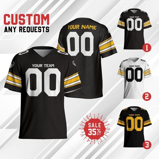 Discover Custom Team Steeler Football Jersey Collection, Personalized Team name & Number jersey, Game Day Outfit For American Football Fan