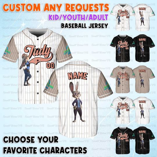 Discover Personalized Judy Hopps Baseball Jersey, Zootopia Team Judy Hopps Jersey, Zootopia Baseball Jersey Shirt, Disneyland Family Outfit Shirt