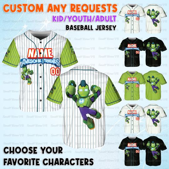 Personalize Iron Man And His Awesome Friends Jersey, Iron Man Iron Heart Iron Hulk Costume, Disney Marvel Superhero Birthday Shirt