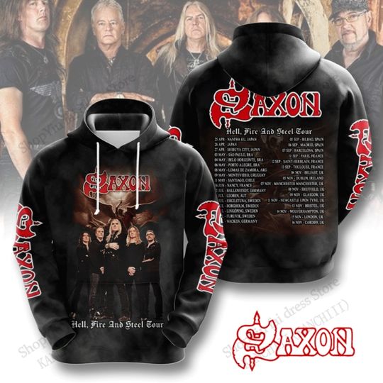 Discover Saxon Band 3d Print Hoodies Men Women Fashion Oversized Rock Hoodie Sweatshirt Coat Mens Clothing Unisex Moletom Tour Apparel