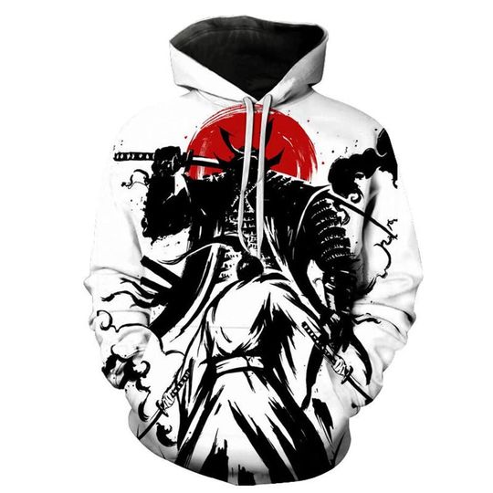 Discover Men's Japanese Samurai Hooded Pullover 3D Printing Hoodie Sweatshirt 2026
