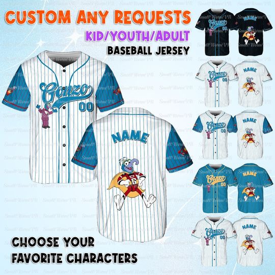 Disney The Muppets Movie Gonzo Jersey, Kermit And Friends Characters Jersey, Disney Gonzo Baseball Shirt, Muppets Matching Group Shirt