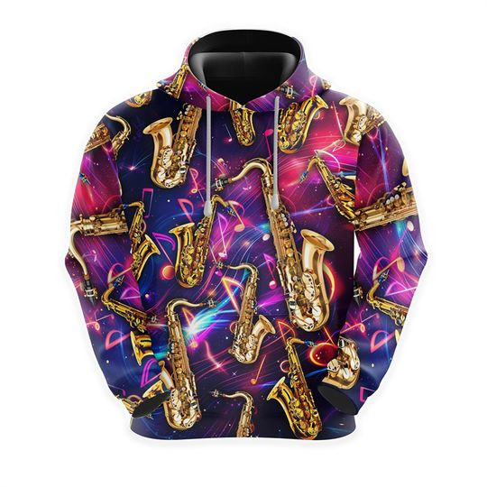 Discover Saxophone Hoodie For Men Music Instruments Graphic Sweatshirt Music Lover Pullovers Casual Women Streetwear Unisex Hoody Tops
