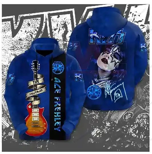 Discover Rock Kiss Ace Frehley 3d Printed Hoodies for Men and Women, Hip Hop Long-sleeved Hoodies, Men's Winter Wear Hoodies for Men