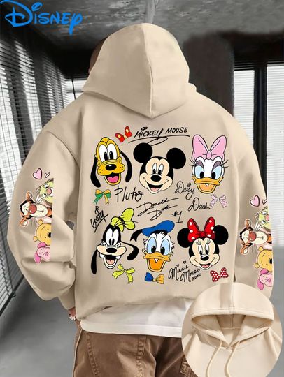 Discover 2026 Unisex Men's Disney Mickey Friends Hoodies Women Sweatshirt Pullover Autumn Winter Fleece Hoody Oversize Jacket Tops Coats