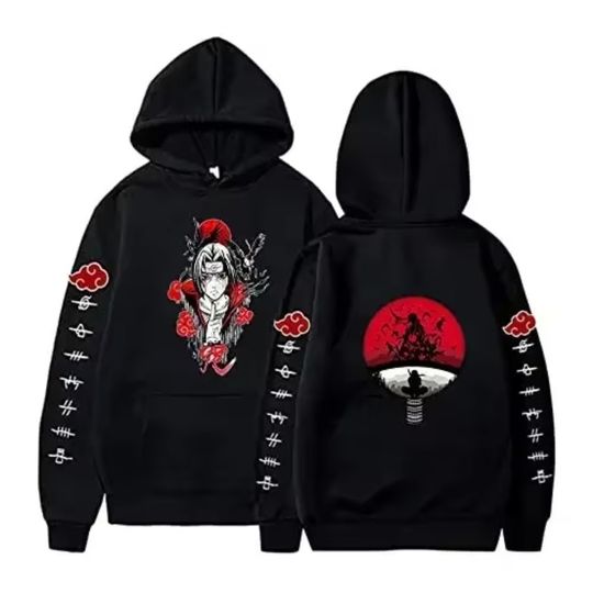 Discover MINISO Anime Printed Hoodie for Man Women Uchiha Itachi Sweatshirts Casual Clothes Fall Winter Children's Top Coat Warm Gifts