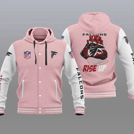 Atlanta Falcons Hooded Varsity Jacket, Football Lover Gift, Game Day Jacket