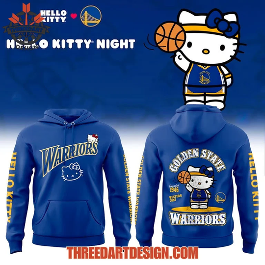 Discover Hello Kitty x Golden State Warriors 3D Hoodie 2026 NBA Cute Fan Streetwear