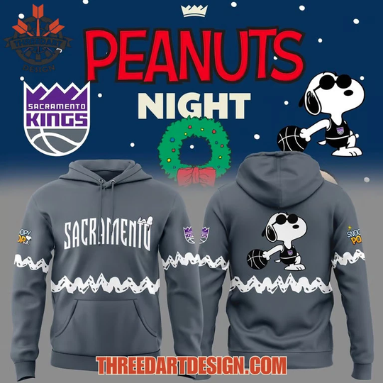 Discover Sacramento Kings x Peanuts Night 3D Hoodie 2026 All Over Print NBA Fan Gear