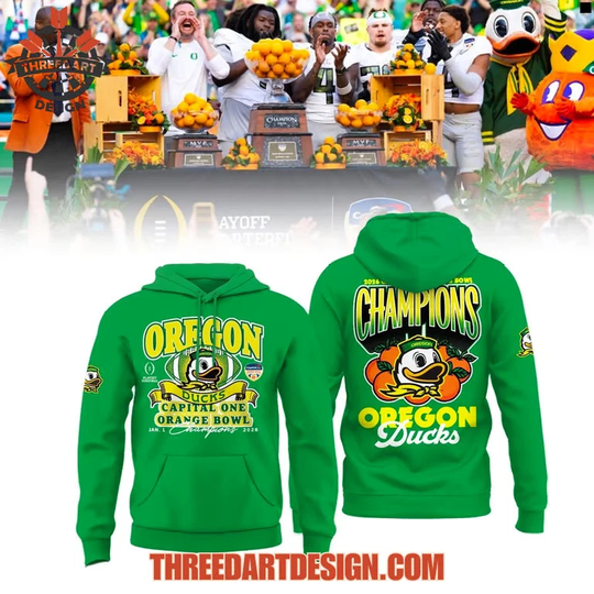 Discover Oreg ducks Orange Bowl Champions 3D Hoodie 2026 All Over Print Fan Gear