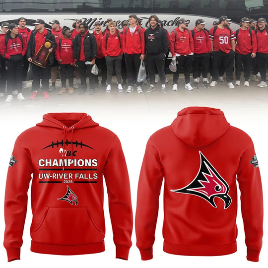 Discover UW River Falls Falcons DIII National Champs 3D Hoodie 2026 AOP Fan Streetwear