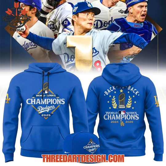 LA Dodgers Back To Back World Series Champs 3D Hoodie 2026 AOP