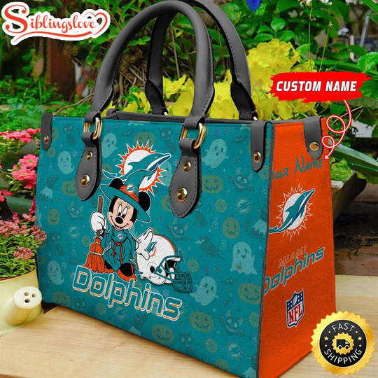 Custom Name football Miami Dolphins Minnie Mouse Sport Women Handbag