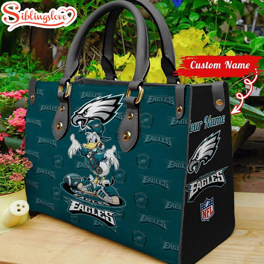 Custom Name football Philadelphia Eagles Donald Duck Leather Handbag For Fans