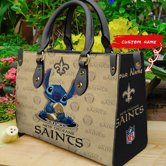 Custom Name football New Orleans Saints Stitch Women Hand Bag