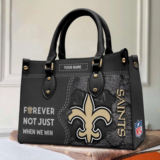 Custom Name football New OrleansSaints Forever Not Just When We Win Leather Hand Bag