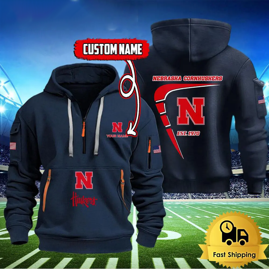 Discover Ncaa Nebraska Cornhuskers American Flag Custom Quarter Zip Hoodie