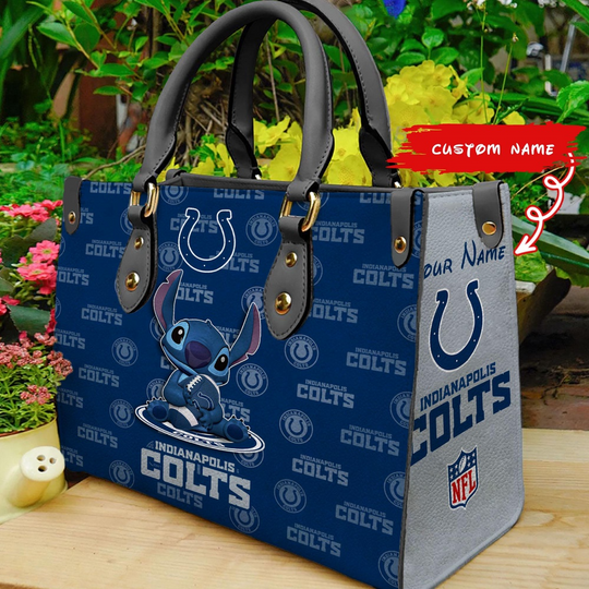 Discover Custom Name football Indianapolis Colts Stitch Women Hand Bag
