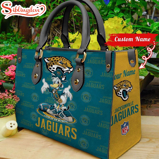 Discover Custom Name football Jacksonville Jaguars Donald Duck Leather Handbag For Fans