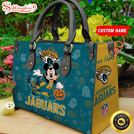 Discover Custom Name football Jacksonville Jaguars Mickey Leather Handbag For Fans
