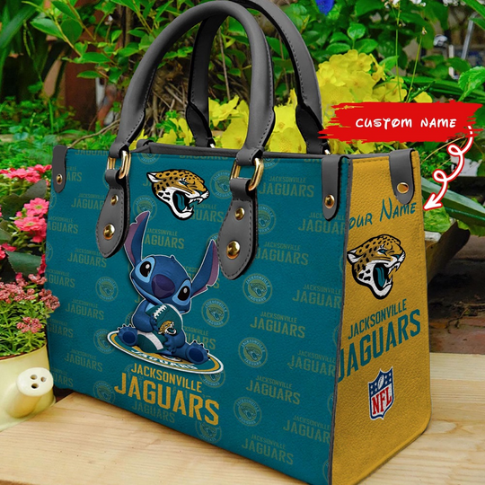 Discover Custom Name football Jacksonville Jaguars Stitch Women Hand Bag
