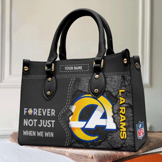 Discover Custom Name football Los Angeles Rams Forever Not Just When We Win Leather Hand Bag