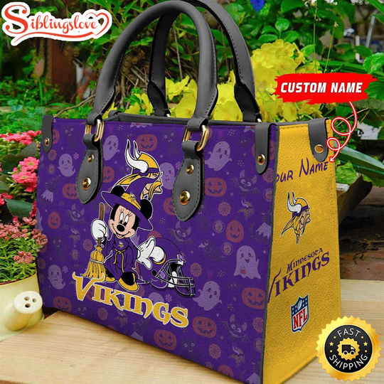 Custom Name football Minnesota Vikings Minnie Mouse Sport Women Handbag