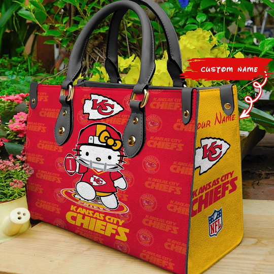 Custom Name football Kansas City Chiefs Kitty Women Hand Bag