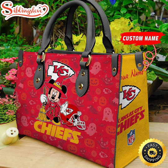Discover Custom Name football Kansas City Chiefs Minnie Mouse Sport Women Handbag
