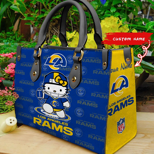 Discover Custom Name football Los Angeles Rams Kitty Women Hand Bag