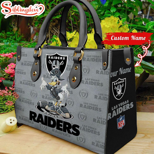 Custom Name football Las Vegas Raiders Donald Duck Leather Handbag For Fans