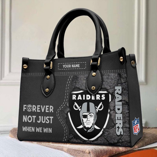 Custom Name football Las Vegas Raiders Forever Not Just When We Win Leather Hand Bag