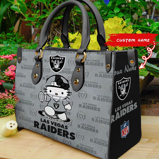Custom Name football Las Vegas Raiders Kitty Women Hand Bag