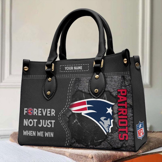 Discover Custom Name football New England Patriots Forever Not Just When We Win Leather Hand Bag