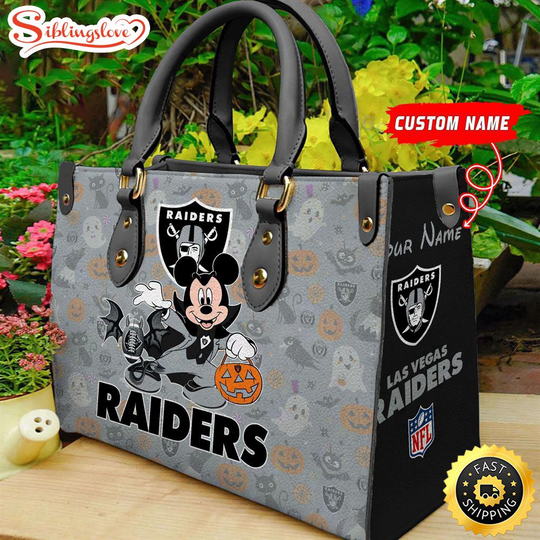 Custom Name football Las Vegas Raiders Mickey Leather Handbag For Fans