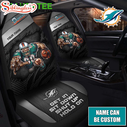 Discover Custom Name football Miami Dolphins Car Seat Covers