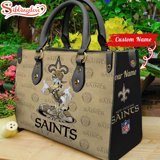 Custom Name football New Orleans Saints Donald Duck Leather Handbag For Fans