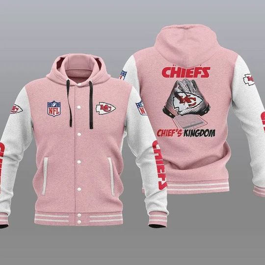 Kansas City Chiefs Hooded Varsity Jacket, Football Lover Gift, Game Day Jacket