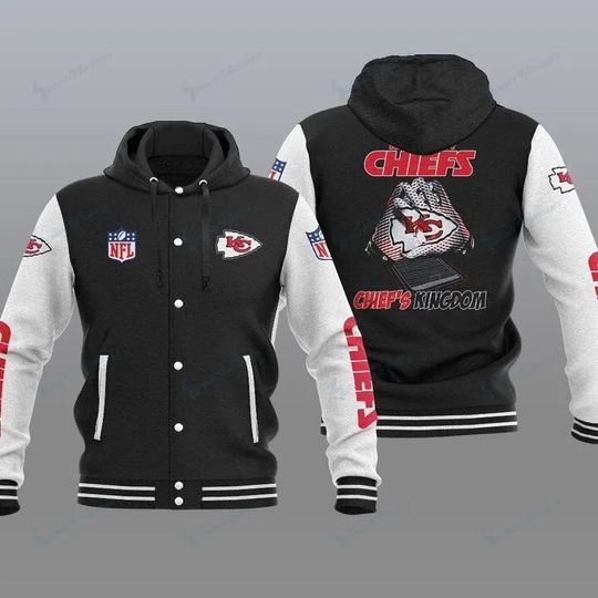 Kansas City Chiefs Hooded Varsity Jacket, Football Lover Gift, Game Day Jacket