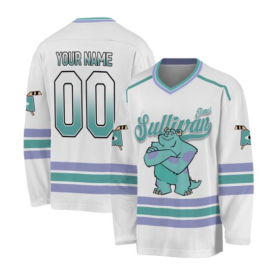 Custom Monster Inc Sulley Disney Hockey Jersey, Disney Hockey Sport Team, Magic Kingdom Sport Hockey, Disneyland Winter Vacation