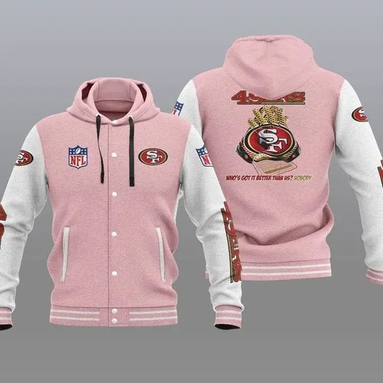 San Francisco 49ers Hooded Varsity Jacket, Football Lover Gift, Game Day Jacket