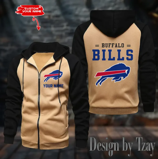 Buffalo Bills Dark Raglan Zip Hoodie, Football Lover Gift, Game Day
