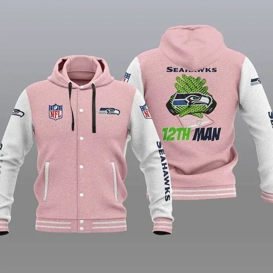 Seattle Seahawks Hooded Varsity Jacket, Football Lover Gift, Game Day Jacket